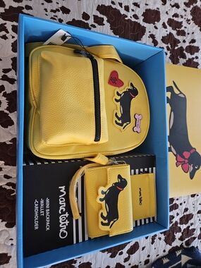 Marc Tetro Yellow Mini Backpack with Matching Cardholder
